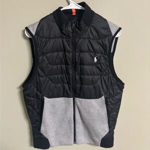 Ralph Lauren Polo Sport Mens Size Small Hybrid Vest Puffer Black Logo Fill Zip
